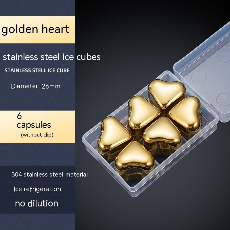 Heart-shaped Gold Stainless Steel Ice Cube