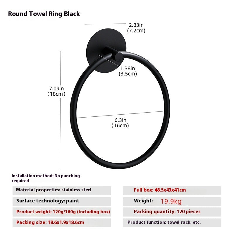 Punch-free Storage Bathroom Stainless Steel Towel Ring