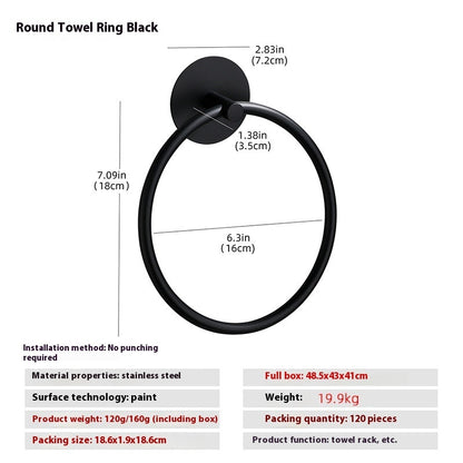 Punch-free Storage Bathroom Stainless Steel Towel Ring