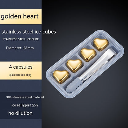 Heart-shaped Gold Stainless Steel Ice Cube