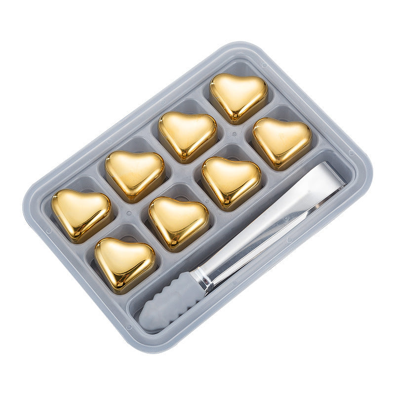 Heart-shaped Gold Stainless Steel Ice Cube