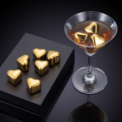 Heart-shaped Gold Stainless Steel Ice Cube