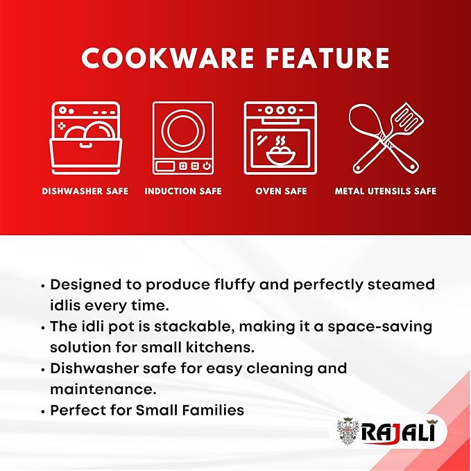 Rajali IDLI Pot | Stainless Steel High Food Grade Idly Pot/Idli Cooker/Idli Maker | Gas Stove Compatible Idli Maker | Kitchen Accessories | Silver