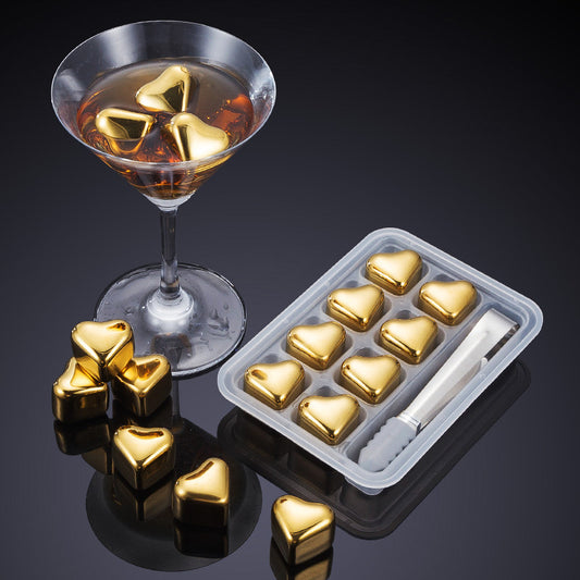 Heart-shaped Gold Stainless Steel Ice Cube
