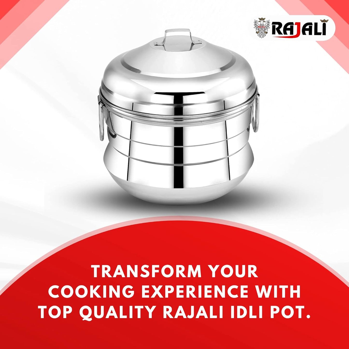 Rajali IDLI Pot | Stainless Steel High Food Grade Idly Pot/Idli Cooker/Idli Maker | Gas Stove Compatible Idli Maker | Kitchen Accessories | Silver