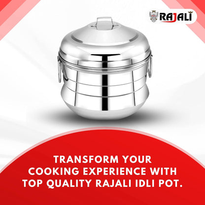 Rajali IDLI Pot | Stainless Steel High Food Grade Idly Pot/Idli Cooker/Idli Maker | Gas Stove Compatible Idli Maker | Kitchen Accessories | Silver