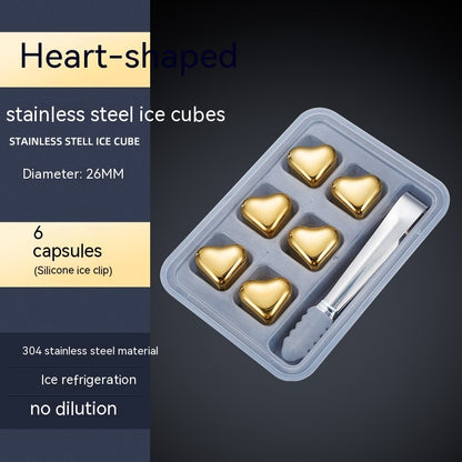 Heart-shaped Gold Stainless Steel Ice Cube