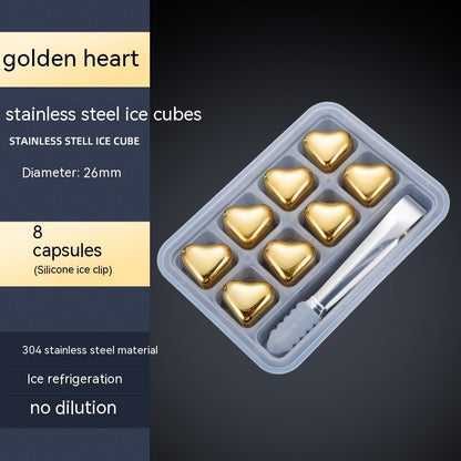 Heart-shaped Gold Stainless Steel Ice Cube