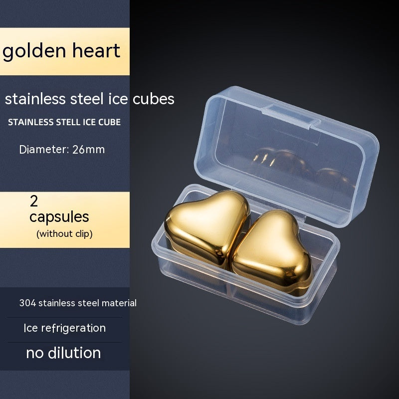Heart-shaped Gold Stainless Steel Ice Cube