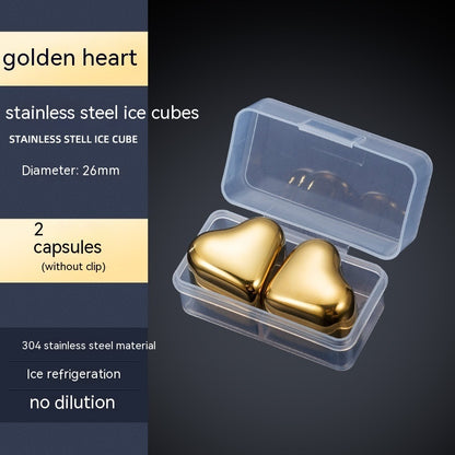 Heart-shaped Gold Stainless Steel Ice Cube