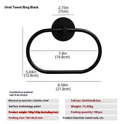 Punch-free Storage Bathroom Stainless Steel Towel Ring