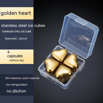 Heart-shaped Gold Stainless Steel Ice Cube
