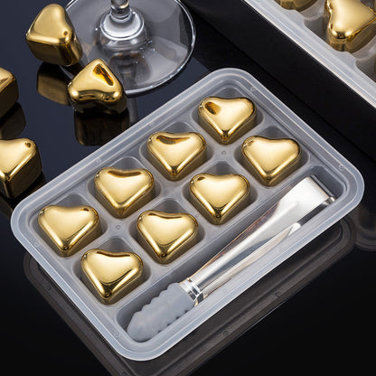 Heart-shaped Gold Stainless Steel Ice Cube