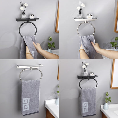Punch-free Storage Bathroom Stainless Steel Towel Ring